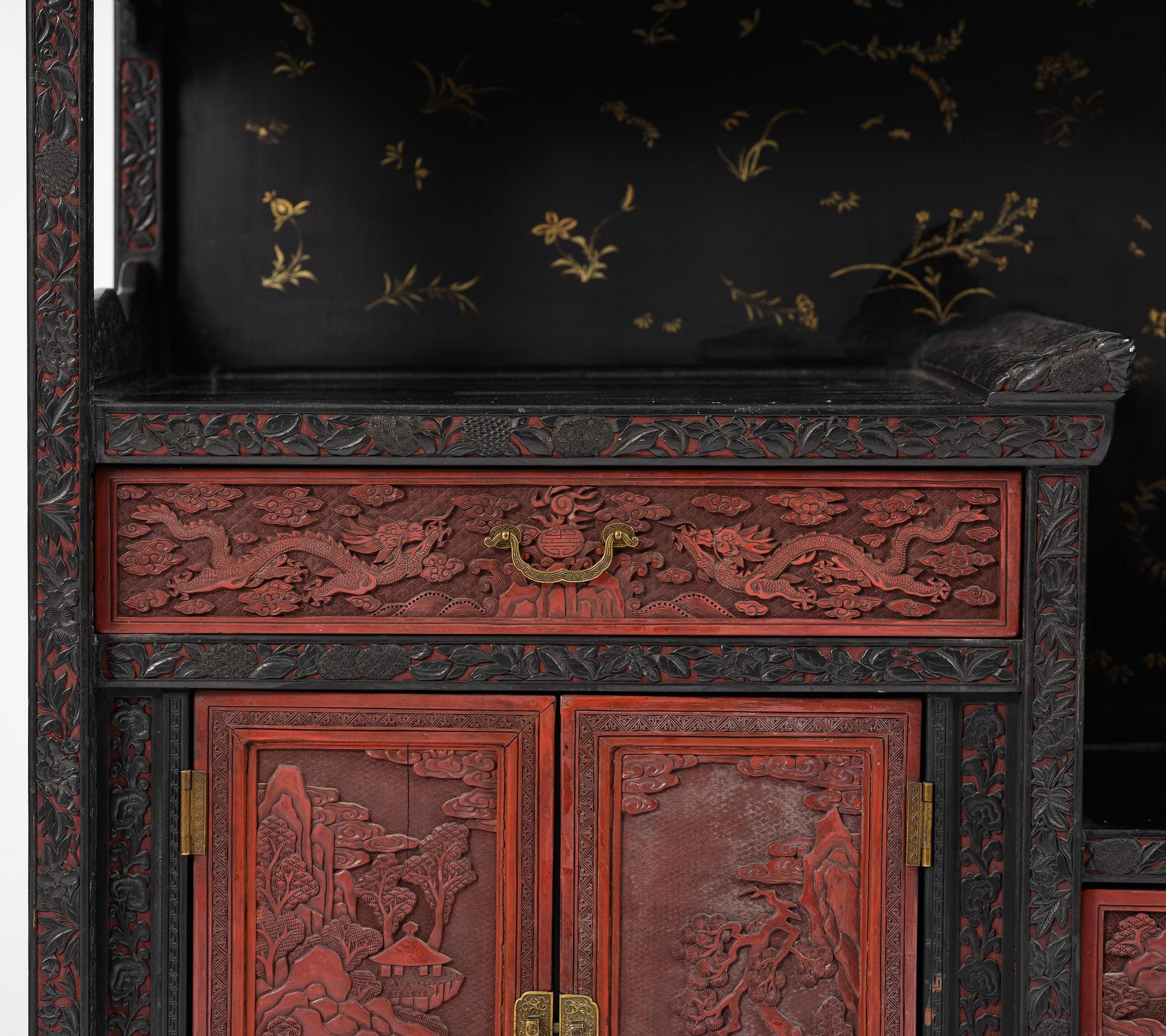 A lacquer display cabinet, late 19th century.