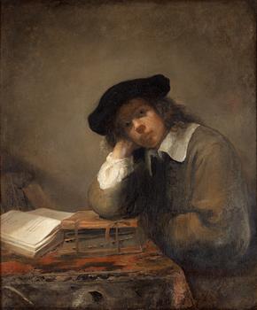 Samuel van Hoogstraten Attributed to, Portrait of a studying youth (Possibly a self portrait).