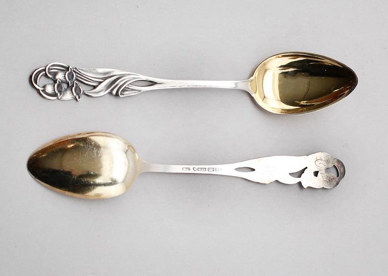 KAFFESKEDAR, 8 st, silver, Finland, 1950-tal. Vikt ca 77 gram.