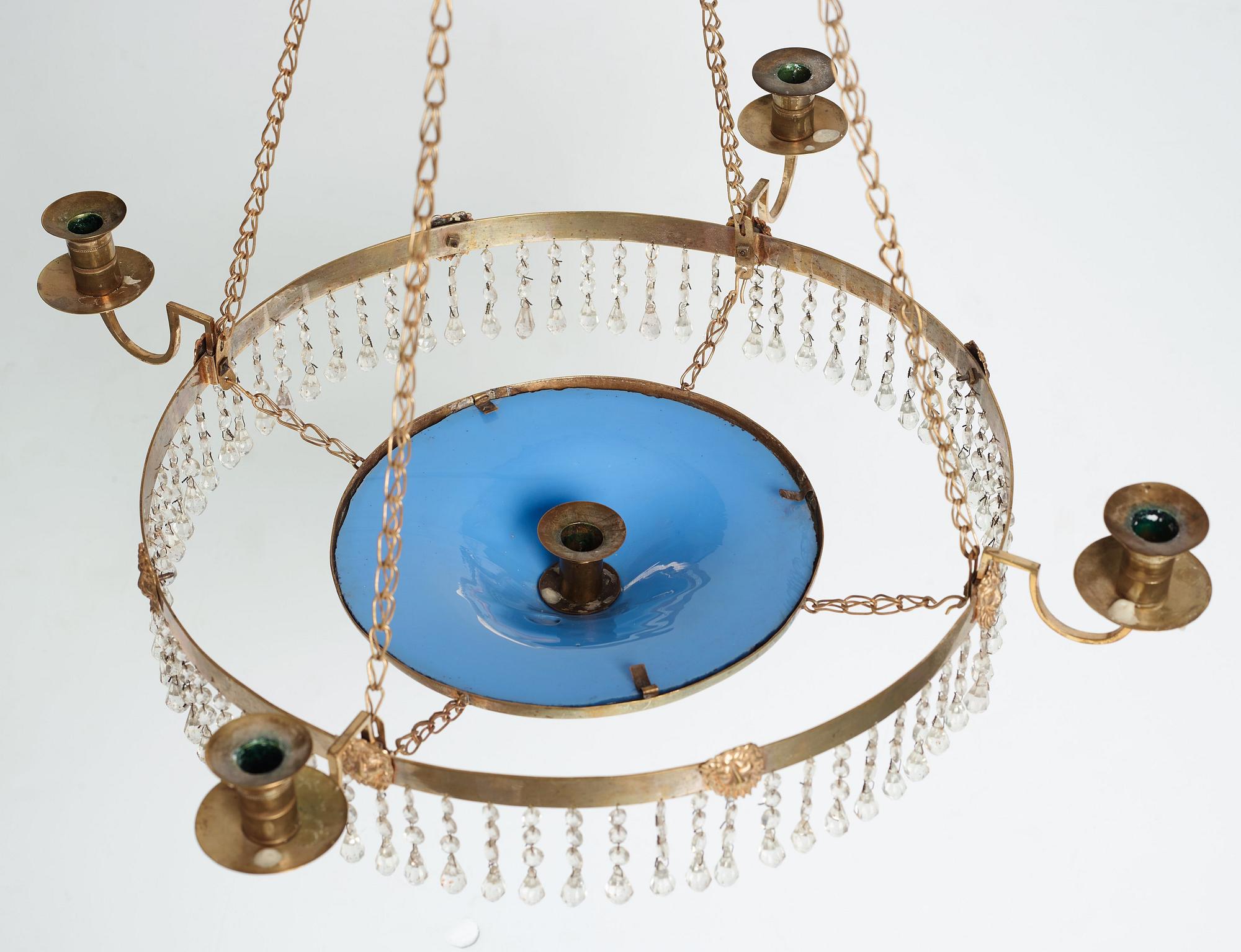 A late Gustavian circa 1800 five-light chandelier.