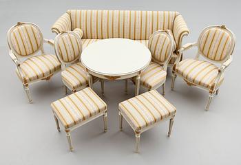 SALONGSMÖBEL, 8 delar, gustaviansk stil, 1900-talets mitt.