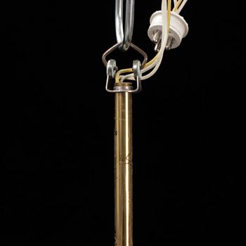 A 1960's brass and glass ceiling light.