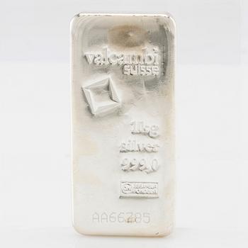 Silvertacka 1kg 999 Valcambi Suisse.
