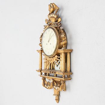 A Gustavian wall clock signed by Jacob Koch (active in Stockholm, 1762-1805).