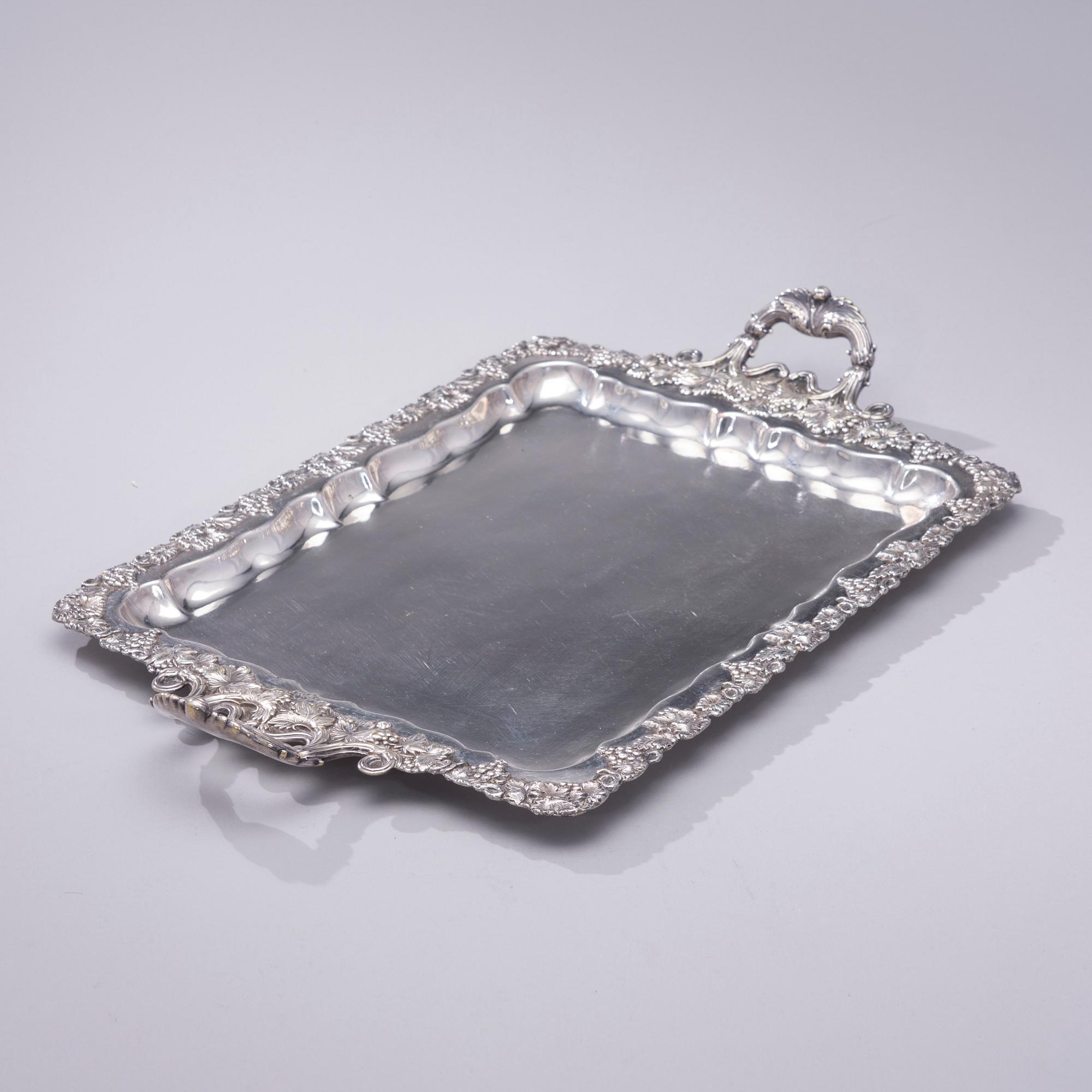 BRICKA, försilvrad koppar, Warszawa Norblin & Co, Polen sekelskiftet 1800/1900.