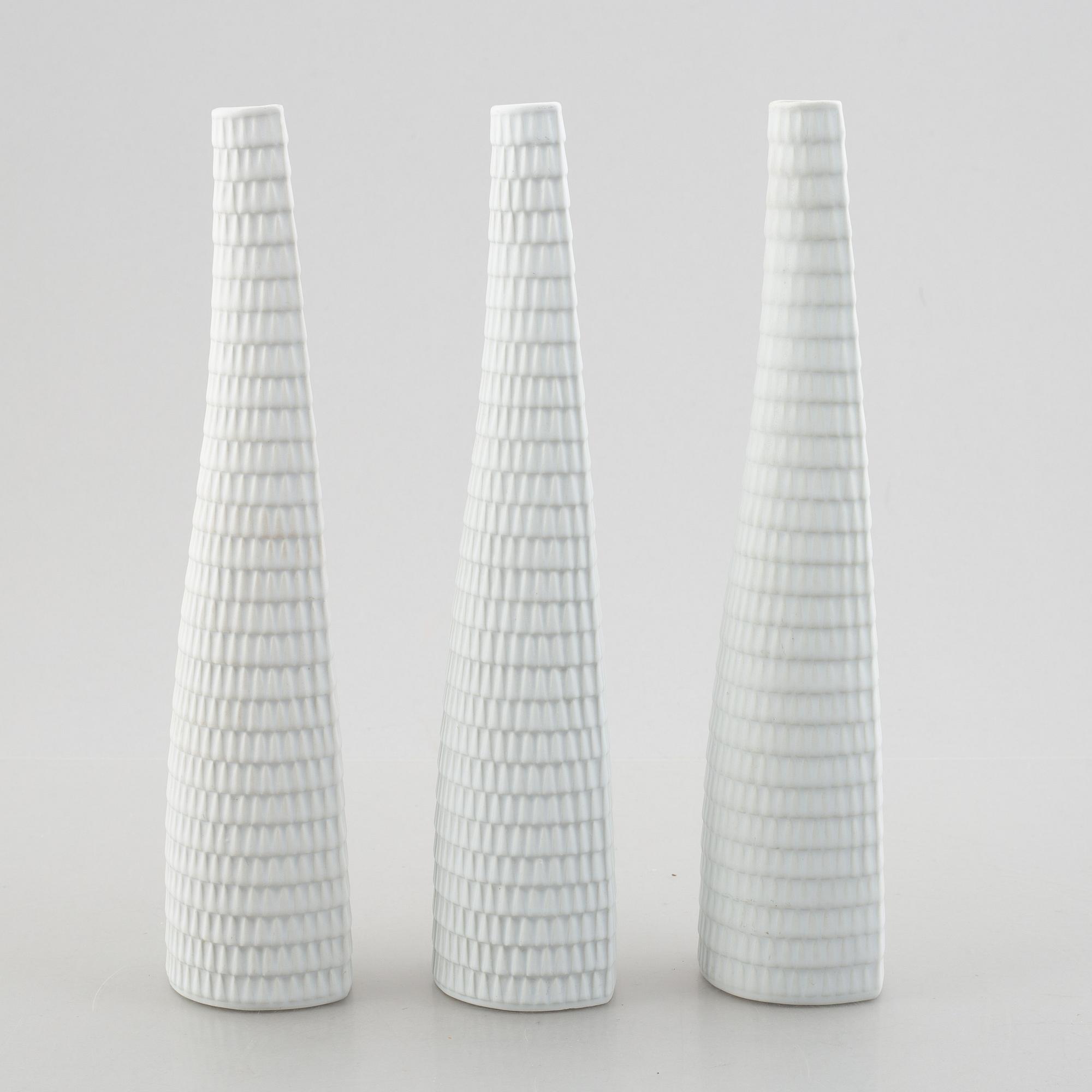 Stig Lindberg, seven "Reptil" vases and bowls, Gustavsberg, Sweden, 1953-63.