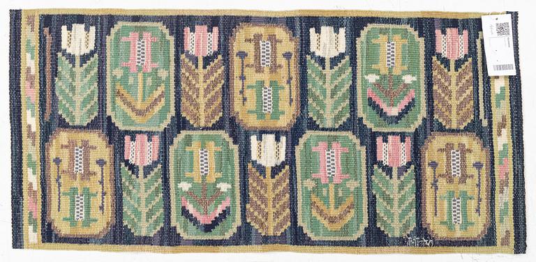 Märta Måås-Fjetterström, a flat weave textile, 'Medaljongerna',c. 41 x 87 cm, signed AB MMF.