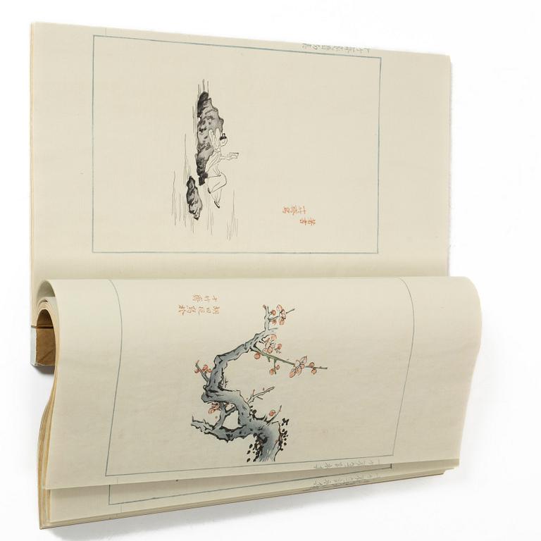 十竹齋書畫譜 四開 木版畫 A complete collection of Ten-Bamboo Studio decorative letter papers, Rongbaozhai in Beijing in 1952.