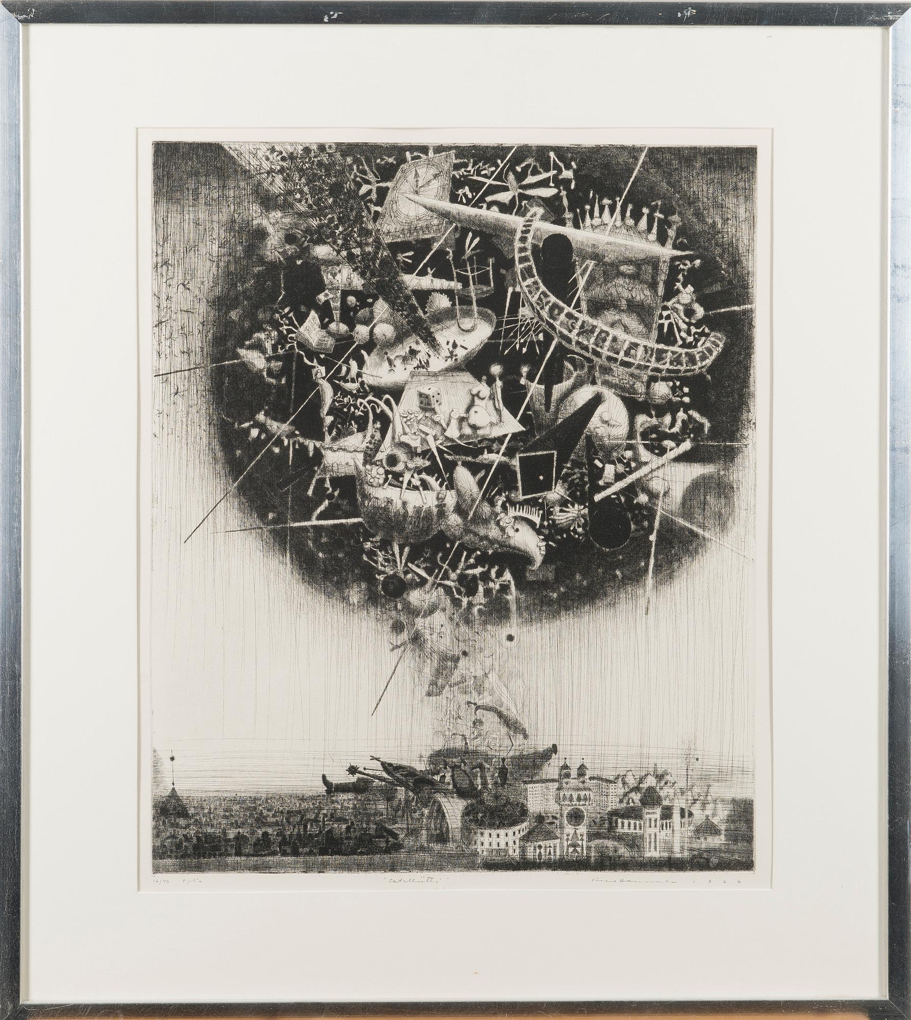 SIMO HANNULA, etsning, signerad, numrerad 16/40 Tpl'a samt daterad 1966.