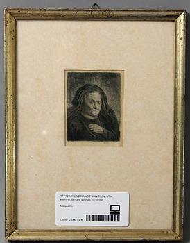 REMBRANDT VAN RIJN, efter, etsning, senare avdrag, 1700-tal.
