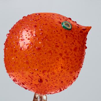 A Peter Pelzel orange glass 'Pulcino' bird, Vistosi, Italy 1960's.
