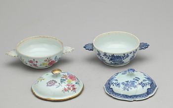 EQUELLER med LOCK, två stycken, kompaniporslin. Qing dynastin, Qianlong (1736-95).