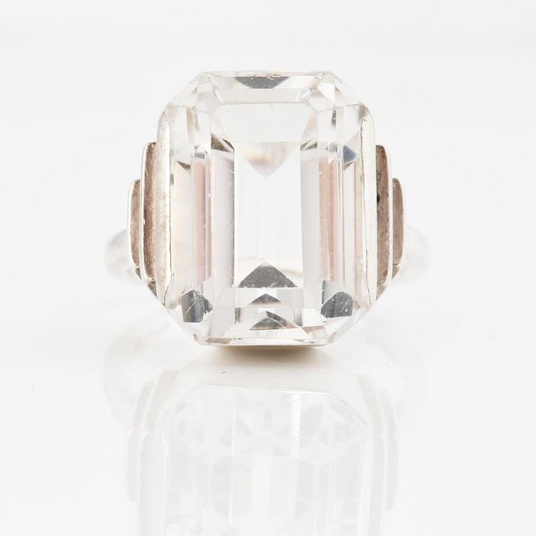 A rock crystal ring by Wiwen Nilsson, Lund.