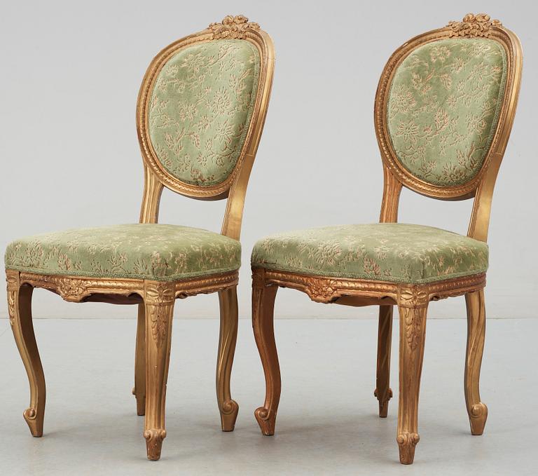 SALONGSMÖBEL. 5 delar, Louis XV-stil, 1900-talets första hälft.