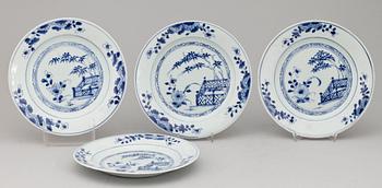 TALLRIKAR, 4 st, porslin, Kina, 1700-tal.