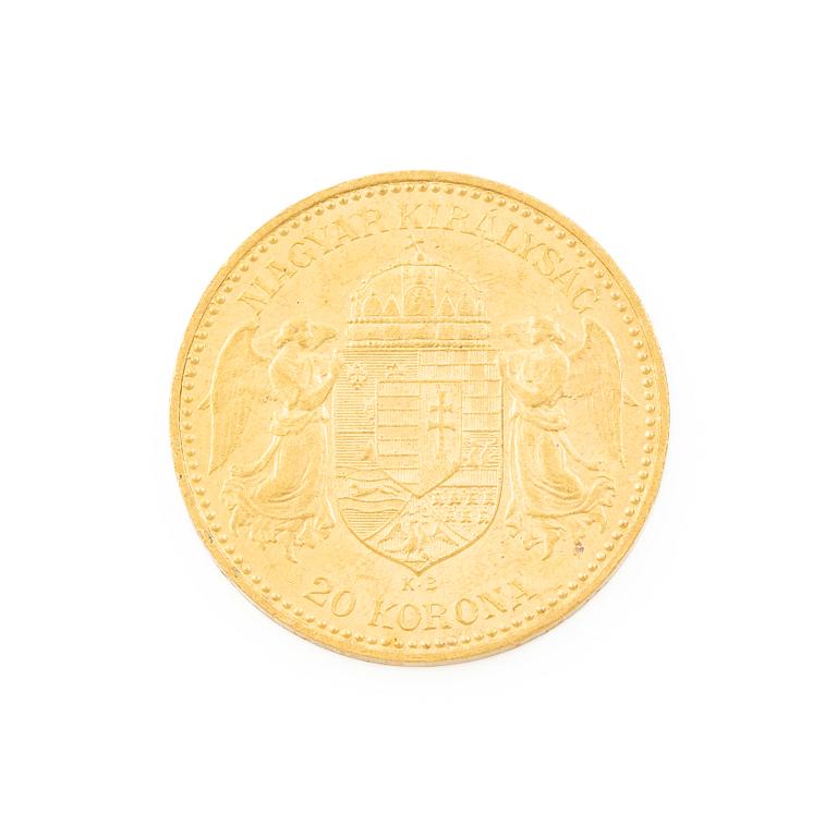 Gold coin, Hungary, 20 Korona, 1892.