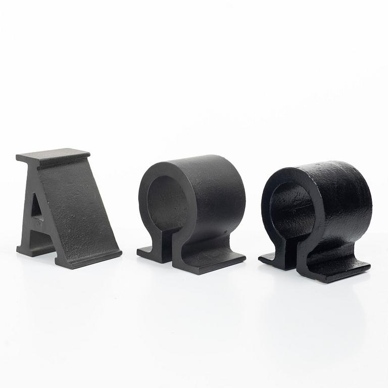 Josef Frank, Bookends, 3 pieces, "Alfa Omega", Firma Svenskt Tenn.
