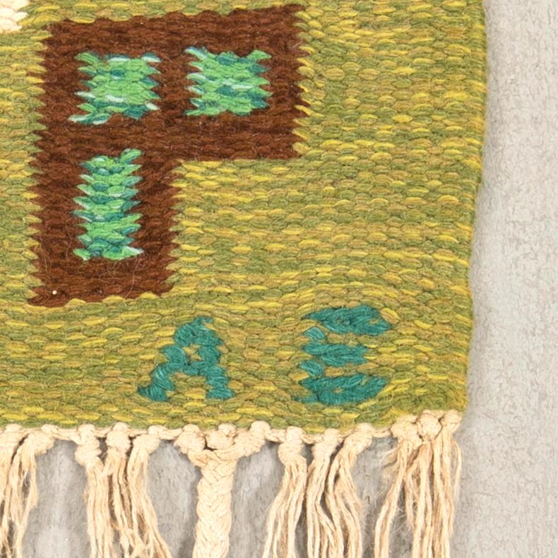 Rug, flat weave, signed AE approx. 204x134 cm.