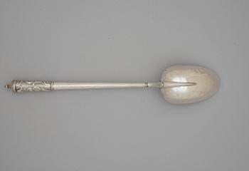 A Swedish 18th century silver serving-spoon, marks of Andreas Kinberg, Borås 1767.