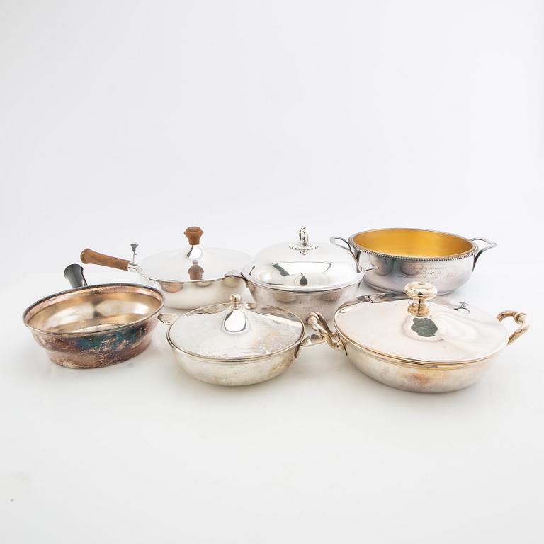 Serveringskarotter 6 st nysilver 1900-talets första hälft/mitt.