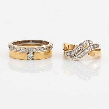 Gold and small brilliant cut diamond rings.