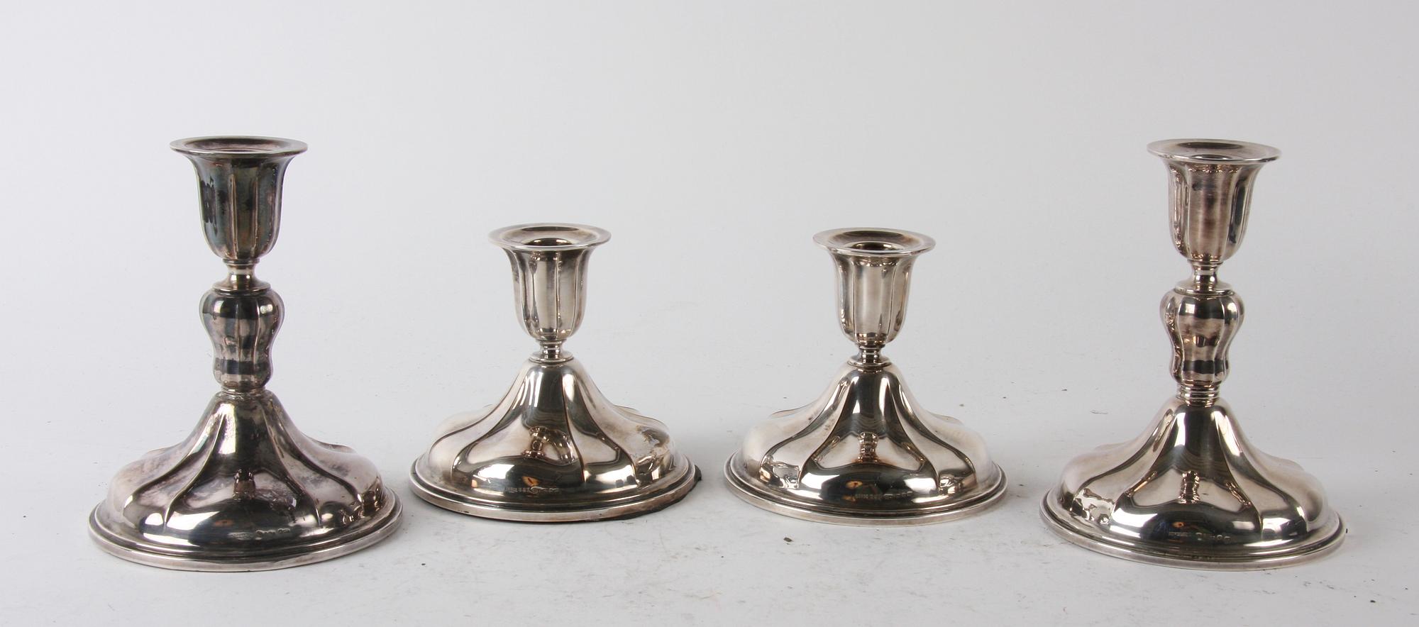 LJUSSTAKAR, två par, silver, rokokostil, Norge.