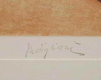 AMADEO MODIGLIANI, efter, färglitografi, stämpelsignerad och numrerad XVI/XX.