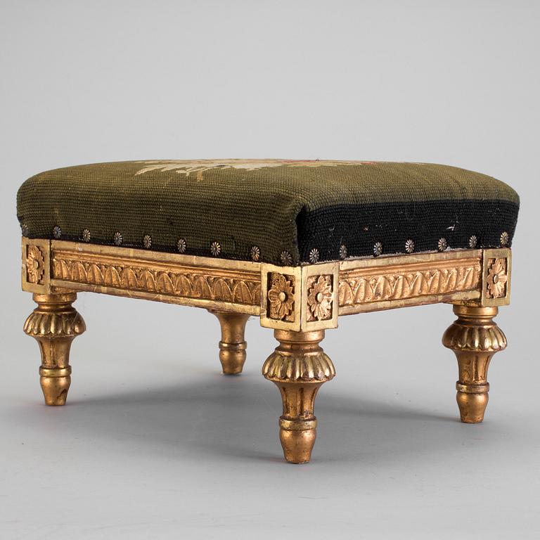 A gilded gustavian footstool late 18th century.