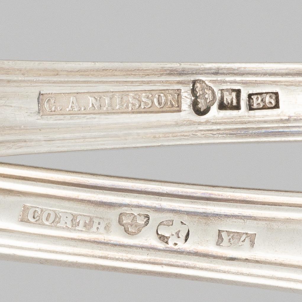 A Swedish silver cutlery, model Olga, mostly GAB and CG Hallberg, some Stockholm 1954 (123 pieces).