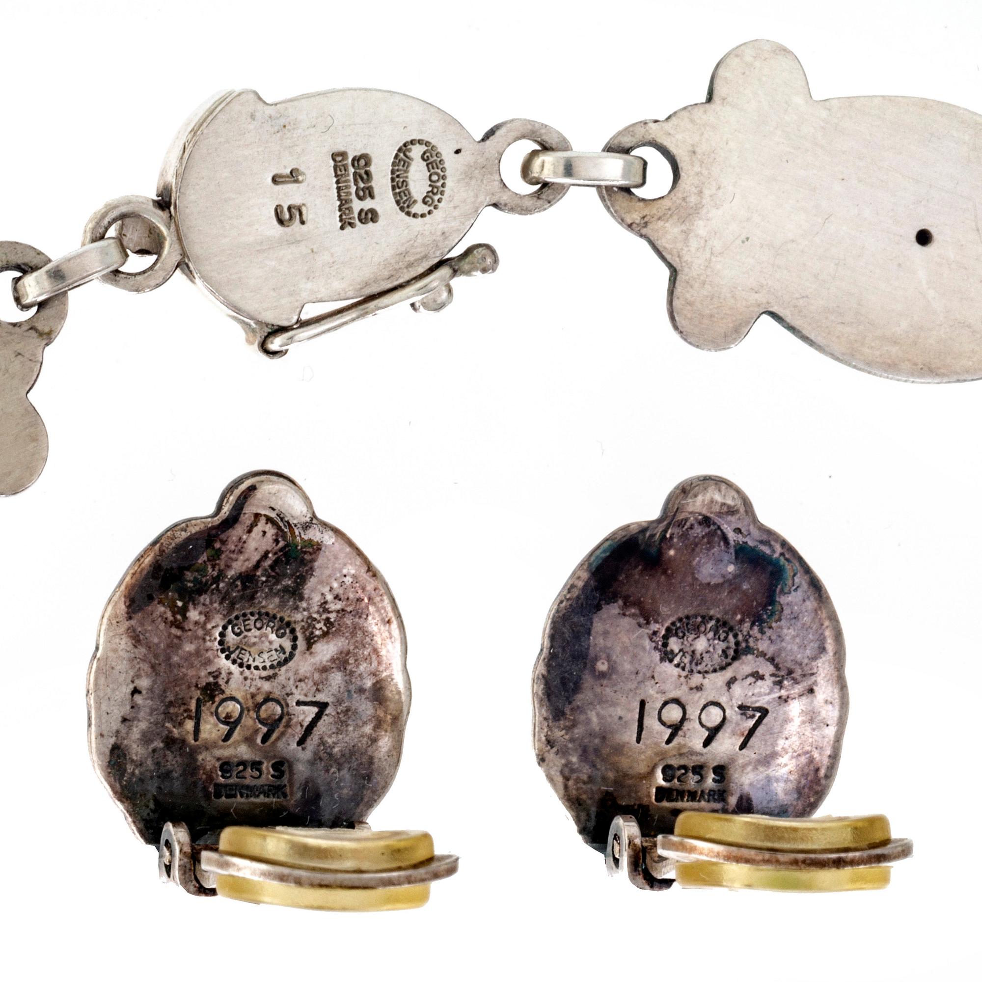 Georg Jensen, halsband och örhängen ett par silver design nr 15.