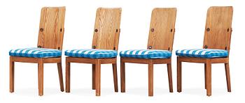 428. A set of four stained pine chairs, 'Lovö', Nordiska Kompaniet, 1930's.