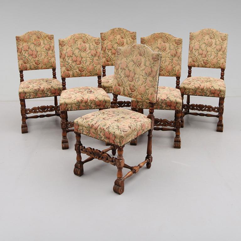 STOLAR, 6 st, barockstil, 1900-talets första hälft.