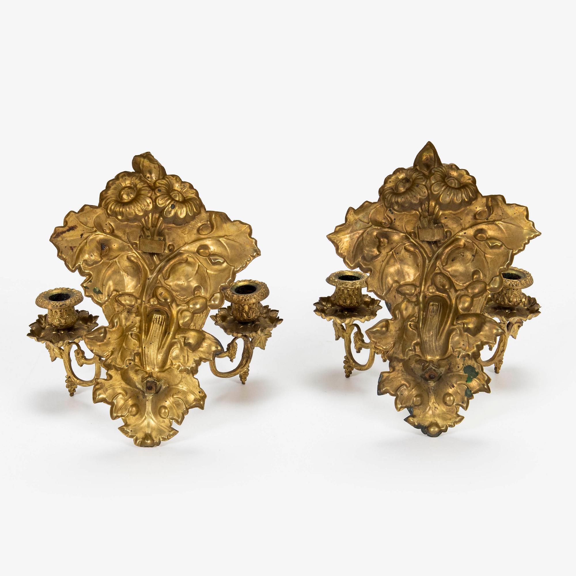 A pair of early 20th century wall scones.