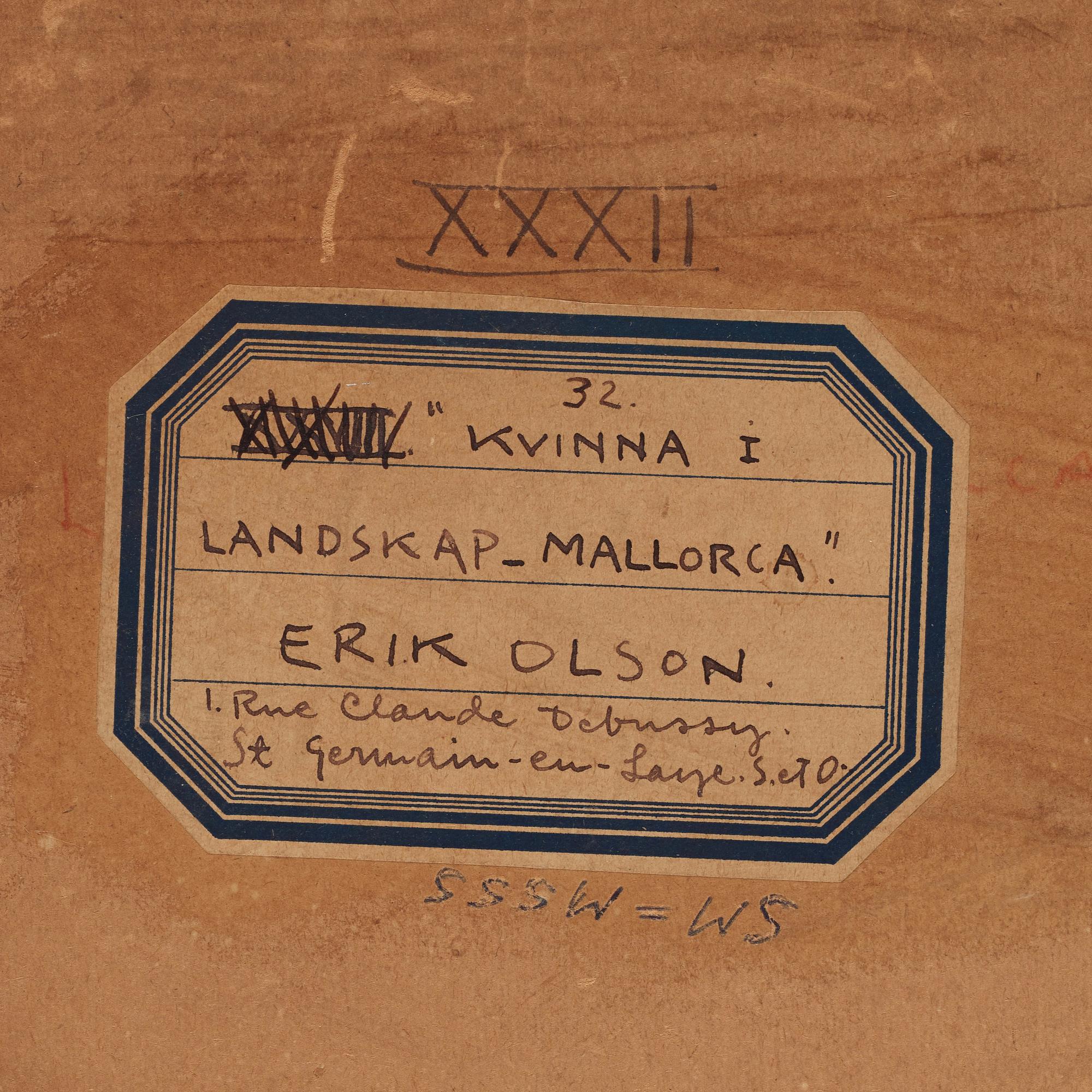 Erik Olson, "Kvinna I - landskap Mallorca" (Woman I - landscape Mallorca).