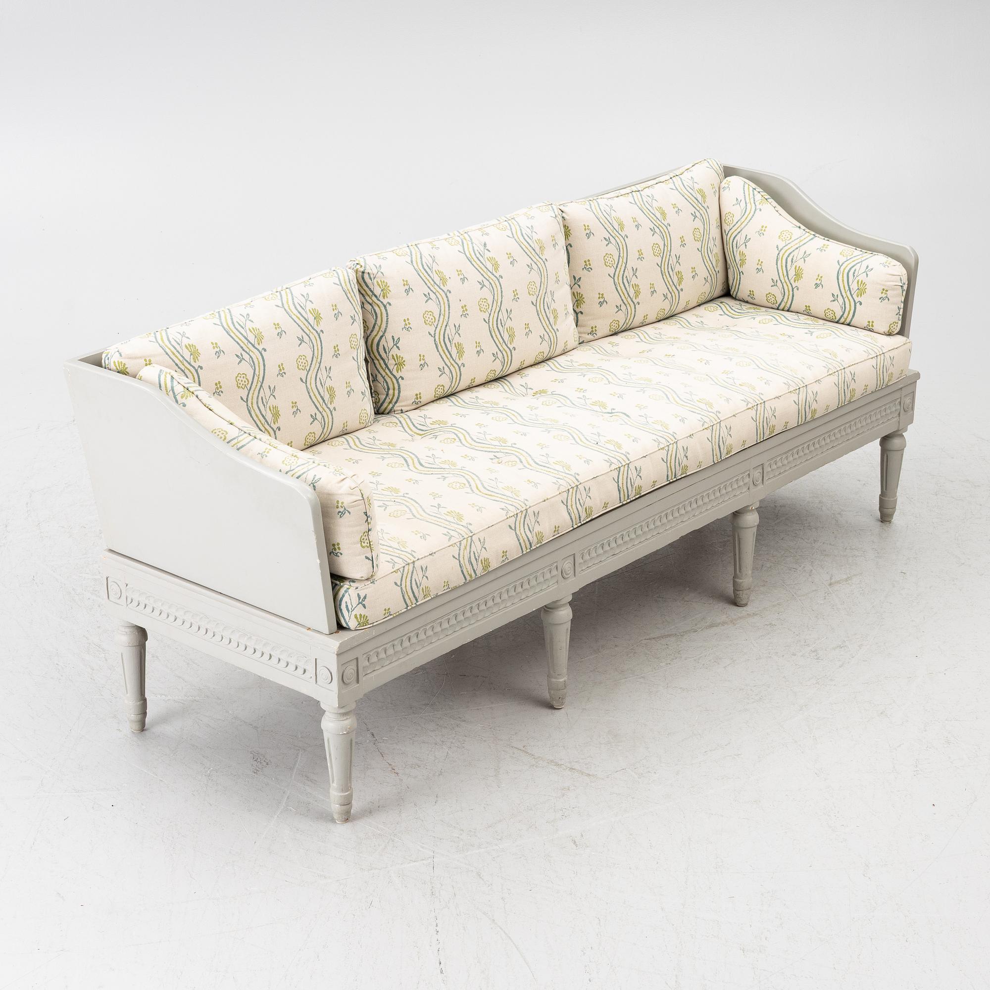 A Gustavian provincial work sofa, 18th century.