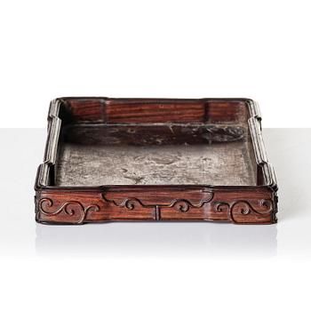 A well scultured huali tray, presumably late Ming/early Qing dynasty.
