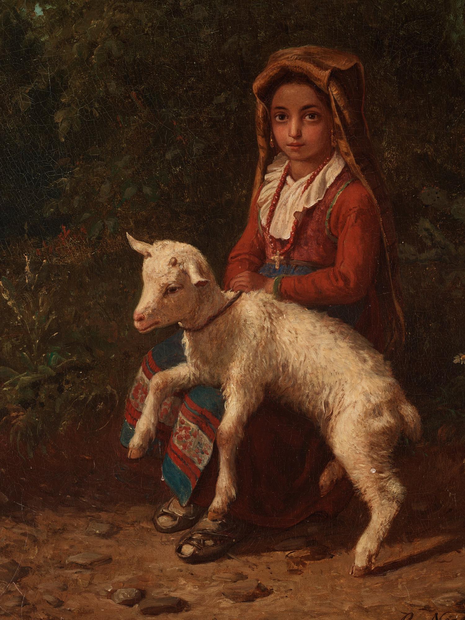 Bengt Nordenberg, Italian Girl with Lamb.