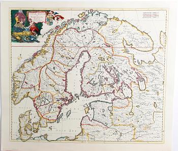 KARTBLAD, 6 st i mapp, "Berömda kartblad ur den svenska historien". Bonniers 1960-tal.