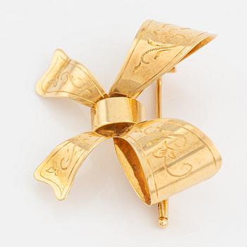 Brooch, bow, 18K gold. Stigbert, Engelbert, Stockholm.