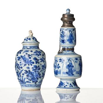 A group of four blue and white miniatures, Qing dynasty, Kangxi (1662-1722).