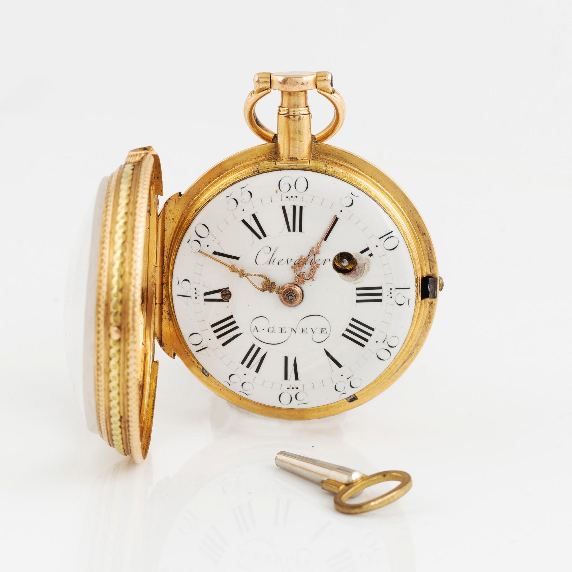 Chevalier a Geneve, pocket watch, 18th century, 41 mm.