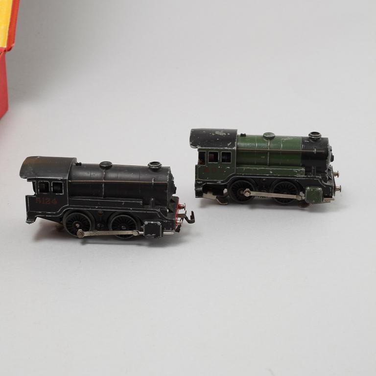 A set of model trains from Trix Twin Railway in England, around the mid 20th century.