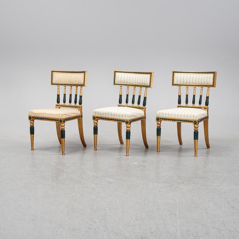 A set of three late Gustavian style chairs, 19th Century.