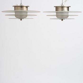 Harald Notini, taklampor, ett par, modell "10401", Arvid Böhlmarks Lampfabrik, Stockholm, 1930-tal.