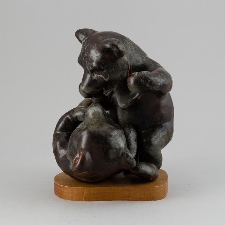 KARL GRÖSSL, a stoneware sculpture of bears, Rörstrand, Sweden.