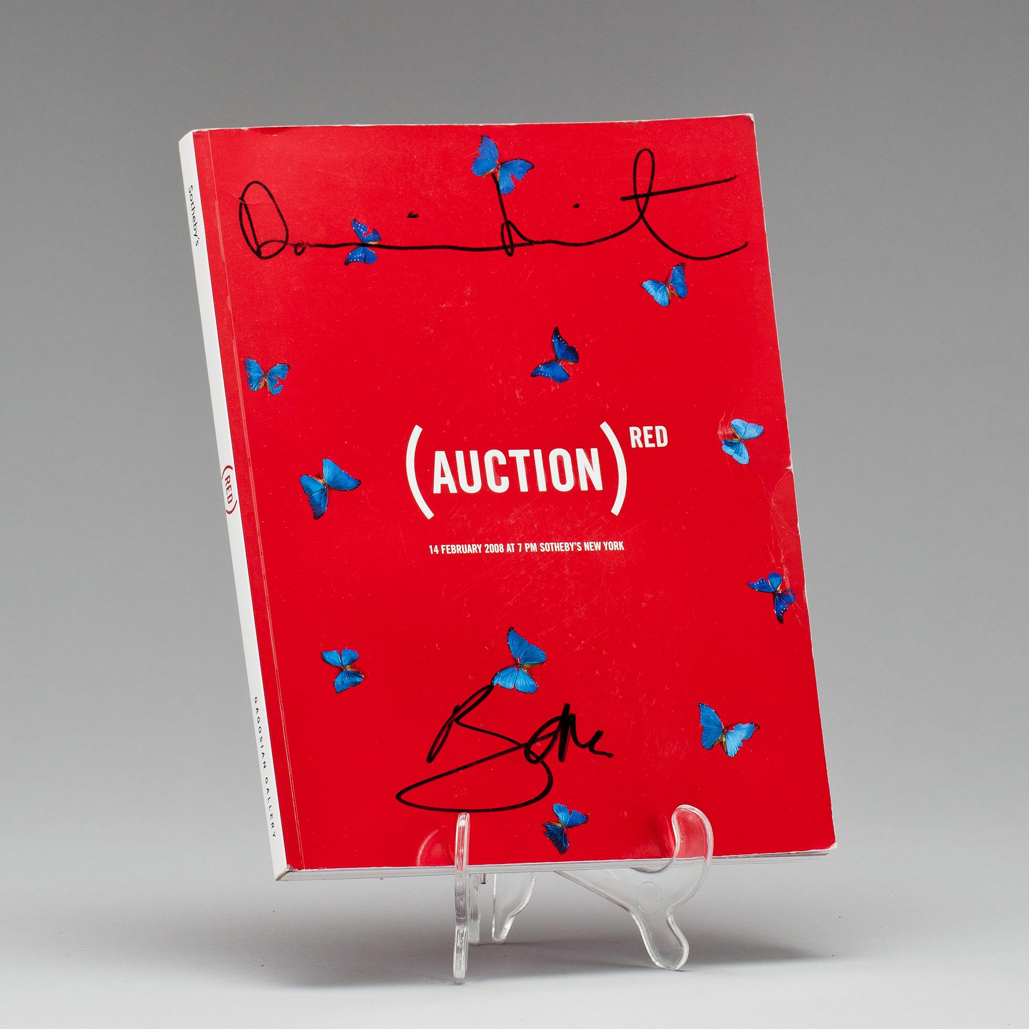 DAMIEN HIRST, "Red auction" katalog, limited ed. utgiven i 100 ex. 2008. Sign. Damien Hirst och Bono.