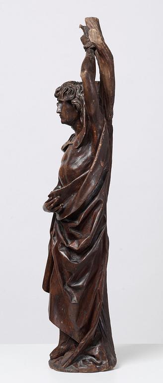 A wooden sculpture depicting St Sebastian, probably German, circa 1500.