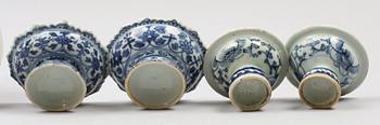 KOPPAR SAMT TALLRIK, 5 st, porslin, Kina 1800/1900-tal.