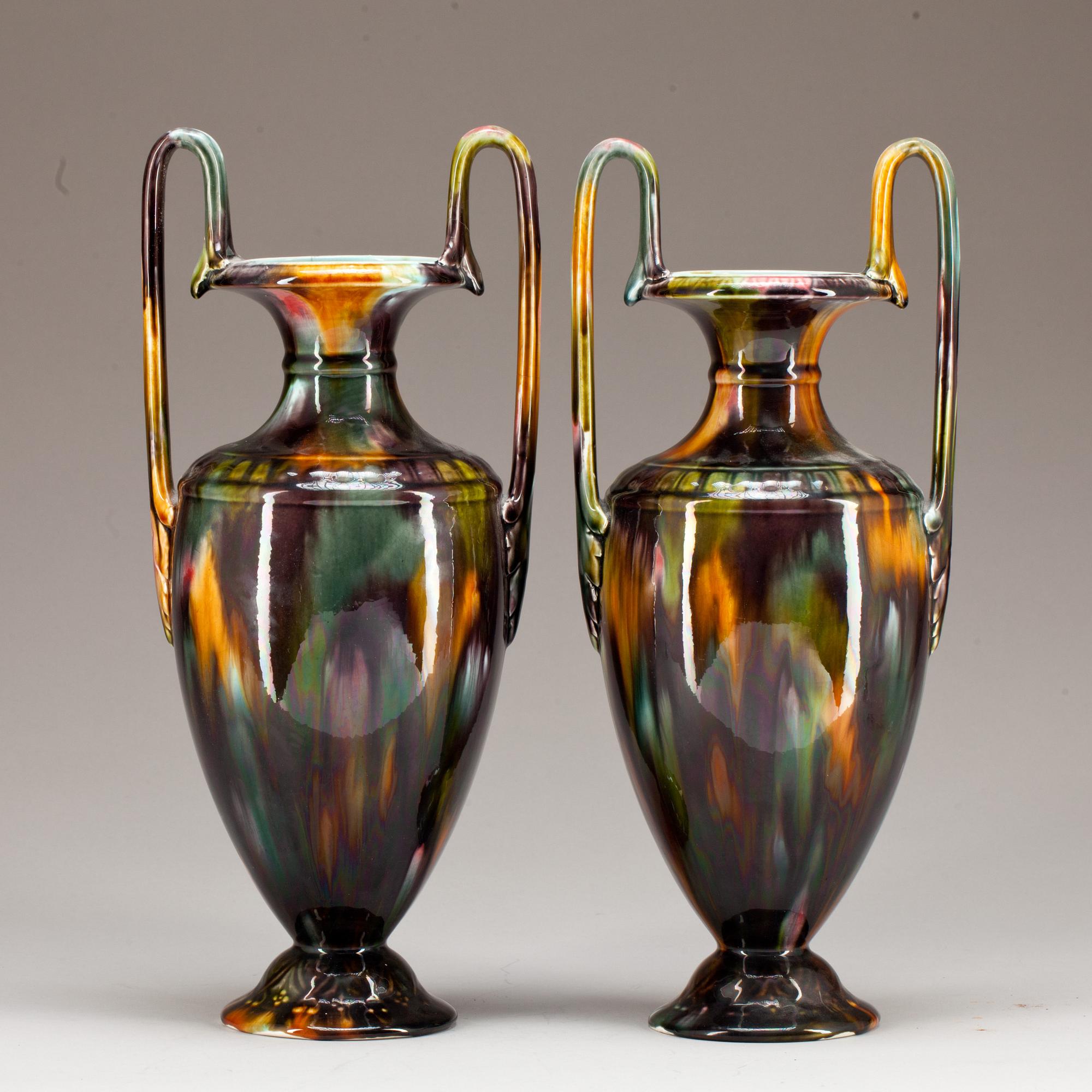 URNOR, ett par, flintgods, Rörstrand, 1800/1900-tal.