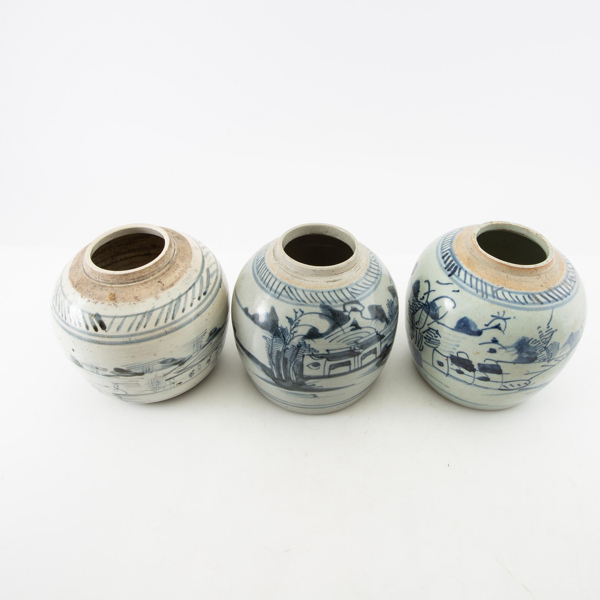 Bojaner 3 st kina 1800-tal porslin.